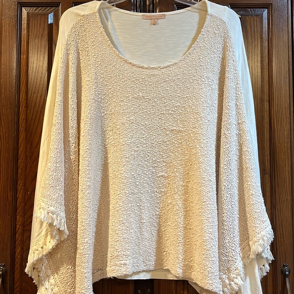 Gibson Latimer poncho beige with fringed sleeves small - Picture 2 of 15